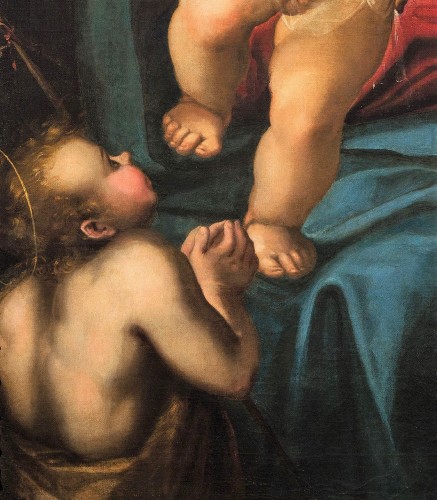 Vierge à l'Enfant et St. Jean Baptiste - Renaissance Italienne fin XVIe siècle - Romano Ischia